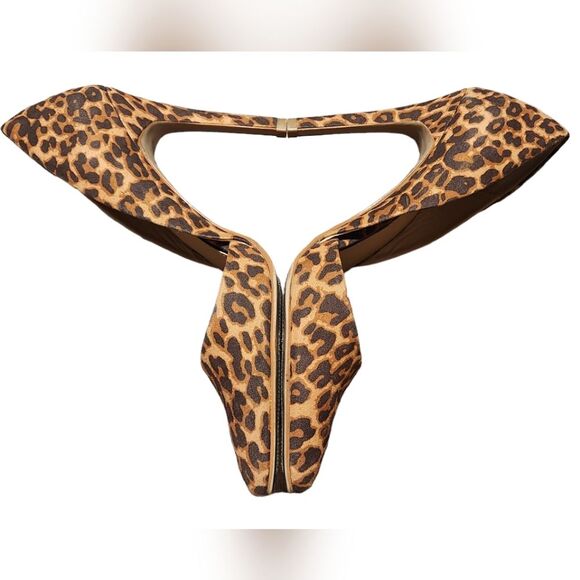 MIA Heels Leopard Print‎ Stilettos Suede Brown Black Cut Out Sexy Pointed Toe 7 - Picture 7 of 16